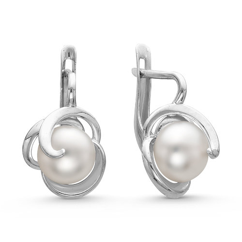 Серьги из серебра с белыми жемчужинами 7-7,5 мм. Артикул 10816 Серьги из серебра с белыми жемчужинами 7-7,5 мм. Артикул 10816