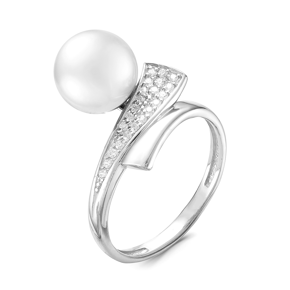 Кольцо из серебра 925 пробы с белой речной жемчужиной 8,5-9 мм. Артикул 9261