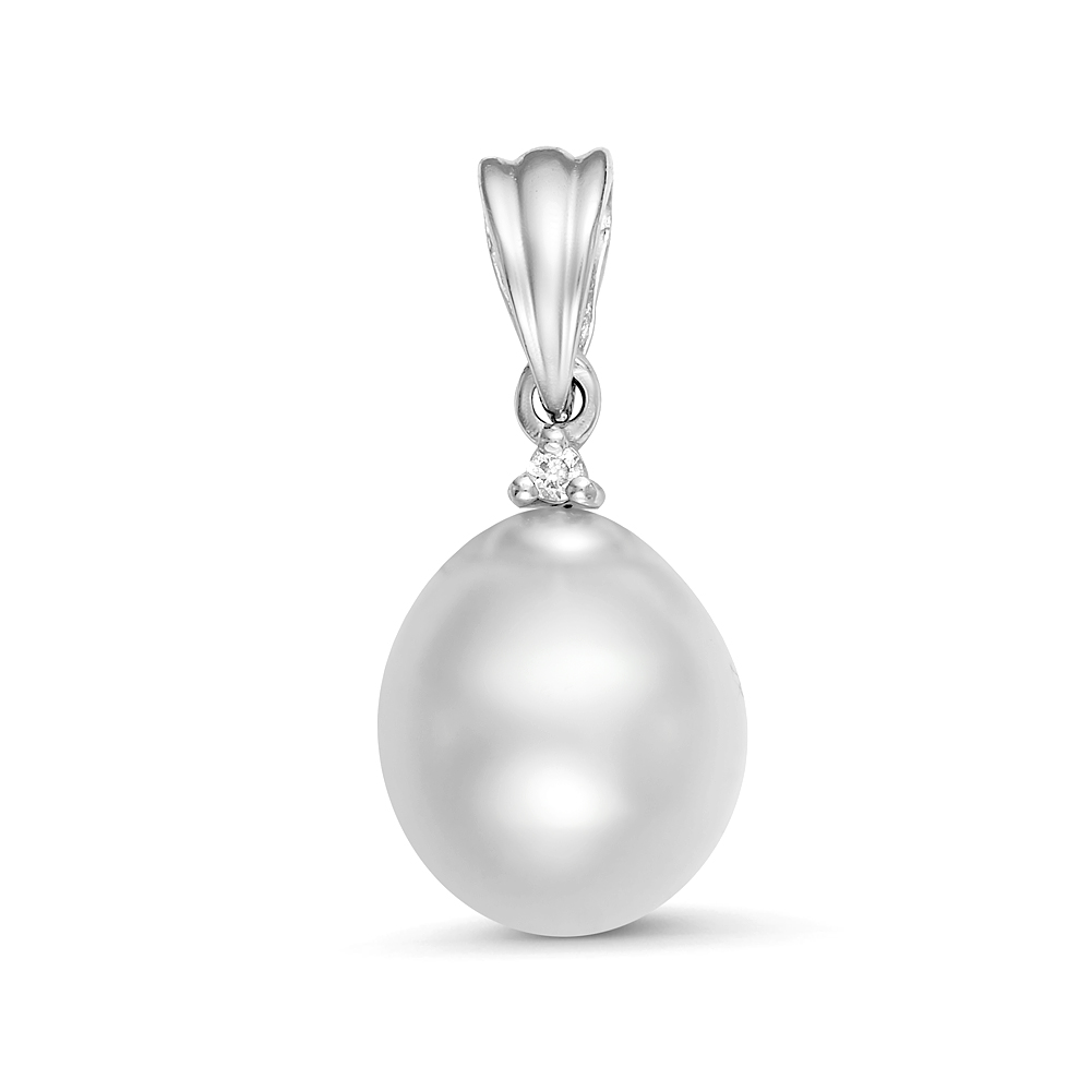 Кулон из серебра с белой Австралийской жемчужиной 9,6-9,9 мм. Артикул 12251