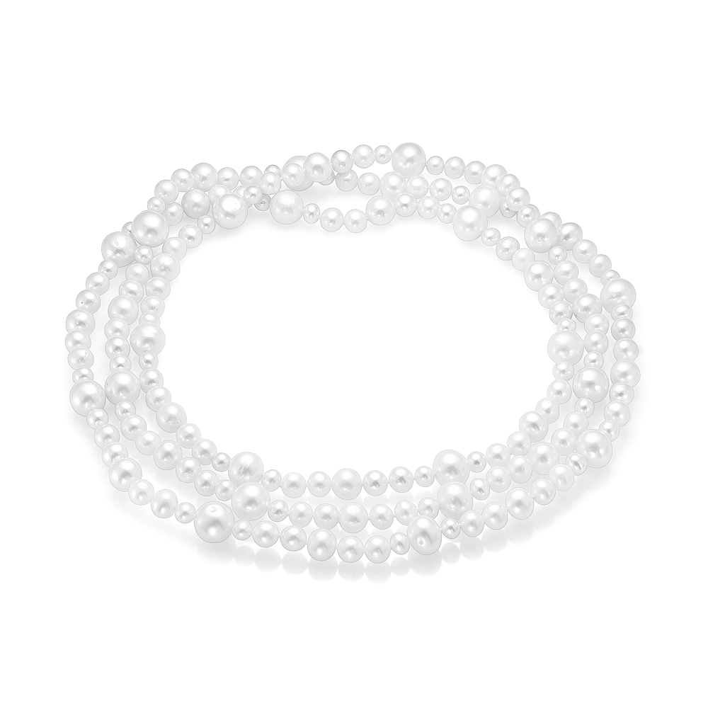 Бусы из белого речного круглого жемчуга 6-10 мм. Качество жемчуга высокое АА+. Артикул 10044