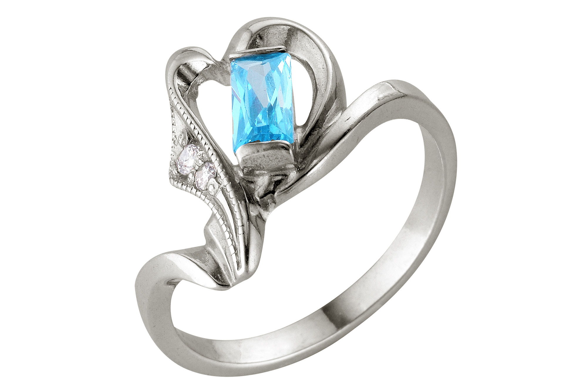 Кольцо из серебра 925 пробы с голубым фианитом. Артикул 12366