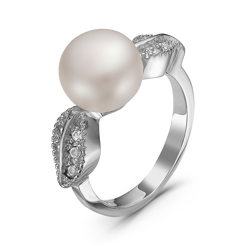Кольцо из серебра 925 пробы с белой речной жемчужиной 9,5 мм. Артикул 11388 Кольцо из серебра 925 пробы с белой речной жемчужиной 9,5 мм. Артикул 11388