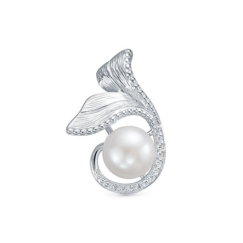 Кулон из серебра с белой жемчужиной 9,5-10 мм. Артикул 12617