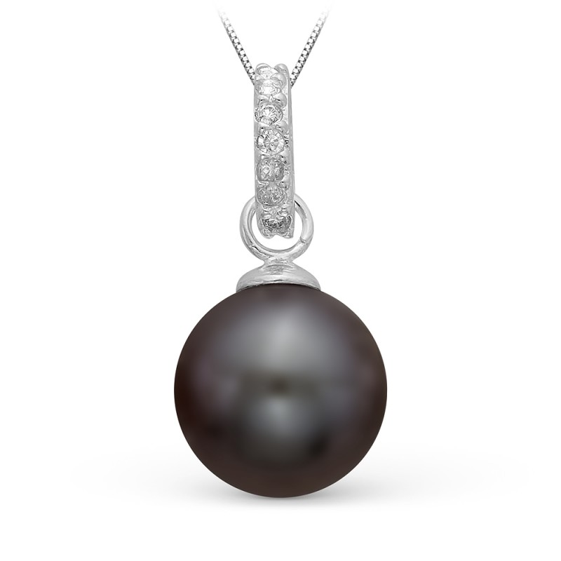 Подвеска из серебра с черной жемчужиной 8,5-9 мм. Артикул 9994 Подвеска из серебра с черной жемчужиной 8,5-9 мм. Артикул 9994