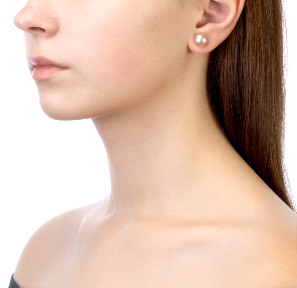 Пусеты из серебра с розовыми жемчужинами 9,5-10 мм. Артикул 7775