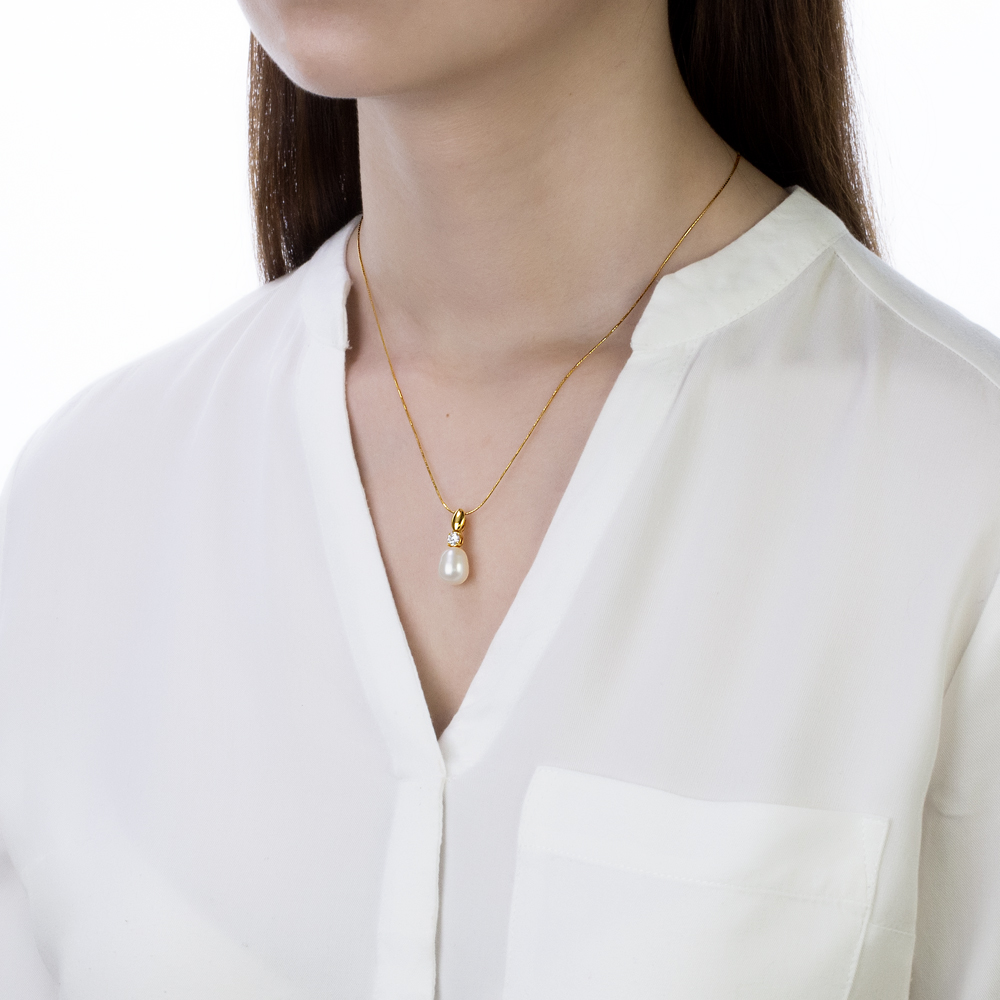 Кулон из серебра с белой каплевидной жемчужиной 9-9,5 мм. Артикул 11889 Кулон из серебра с белой каплевидной жемчужиной 9-9,5 мм. Артикул 11889