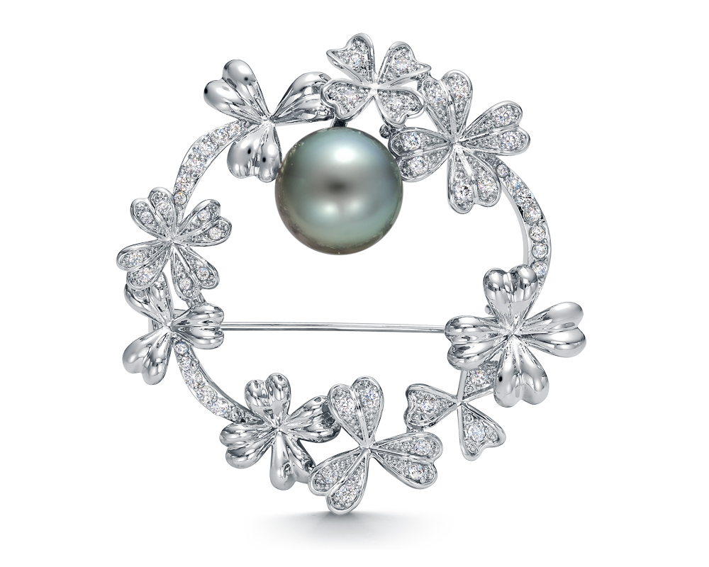 Брошь из сплава с черной Таитянской жемчужиной 10-10,5 мм. Артикул 10236 Брошь из сплава с черной Таитянской жемчужиной 10-10,5 мм. Артикул 10236