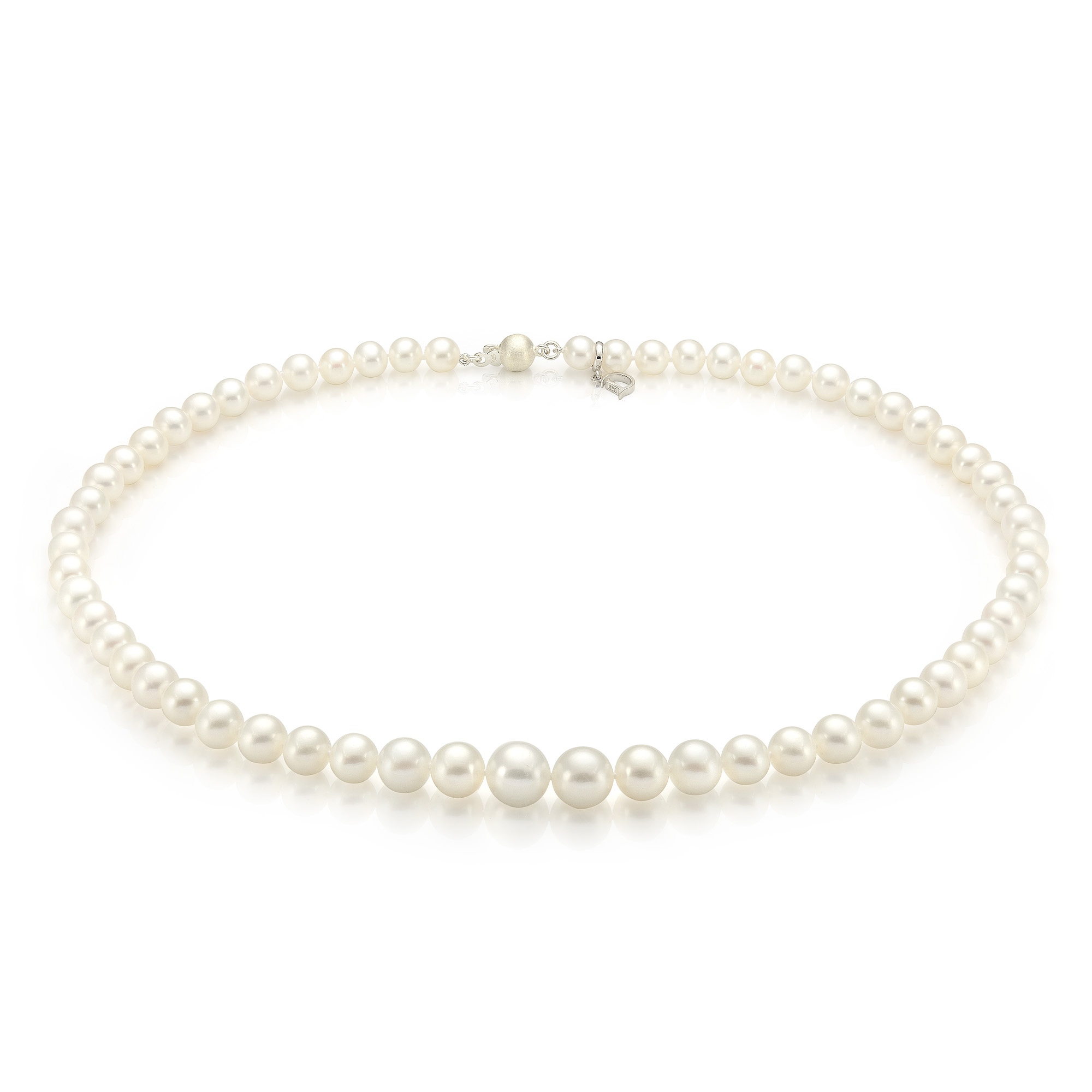 Ожерелье из белого круглого морского жемчуга 4-8,5 мм. Качество жемчуга высокое АА+. Артикул 7651