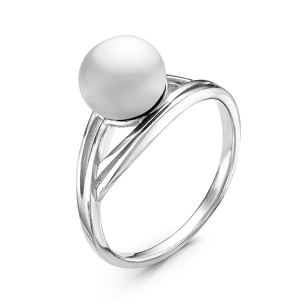 Кольцо из серебра 925 пробы с белой речной жемчужиной 7,5-8 мм. Артикул 10924