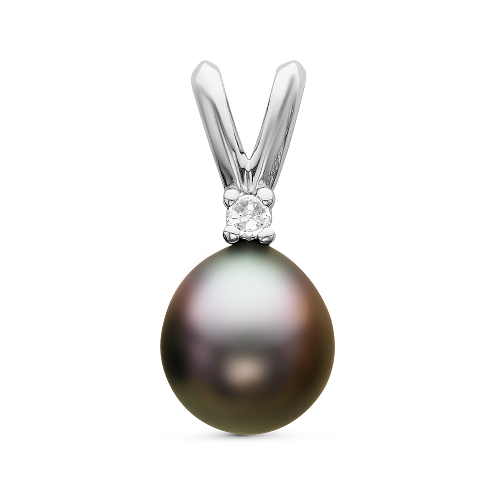 Кулон из серебра с черной Таитянской жемчужиной 10-10,5 мм. Артикул 10702