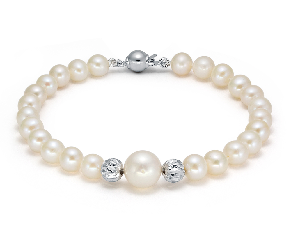 Браслет из жемчуга 6-10 мм и вставками из серебра. Качество жемчуга наивысшее ААА. Артикул 12865 Браслет из жемчуга 6-10 мм и вставками из серебра. Качество жемчуга наивысшее ААА. Артикул 12865
