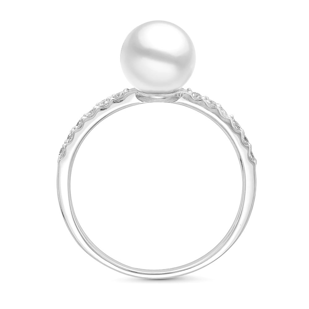 Кольцо из золота 585 пробы с морскими жемчужинами Акойя 7,5-8 мм. Артикул 11656