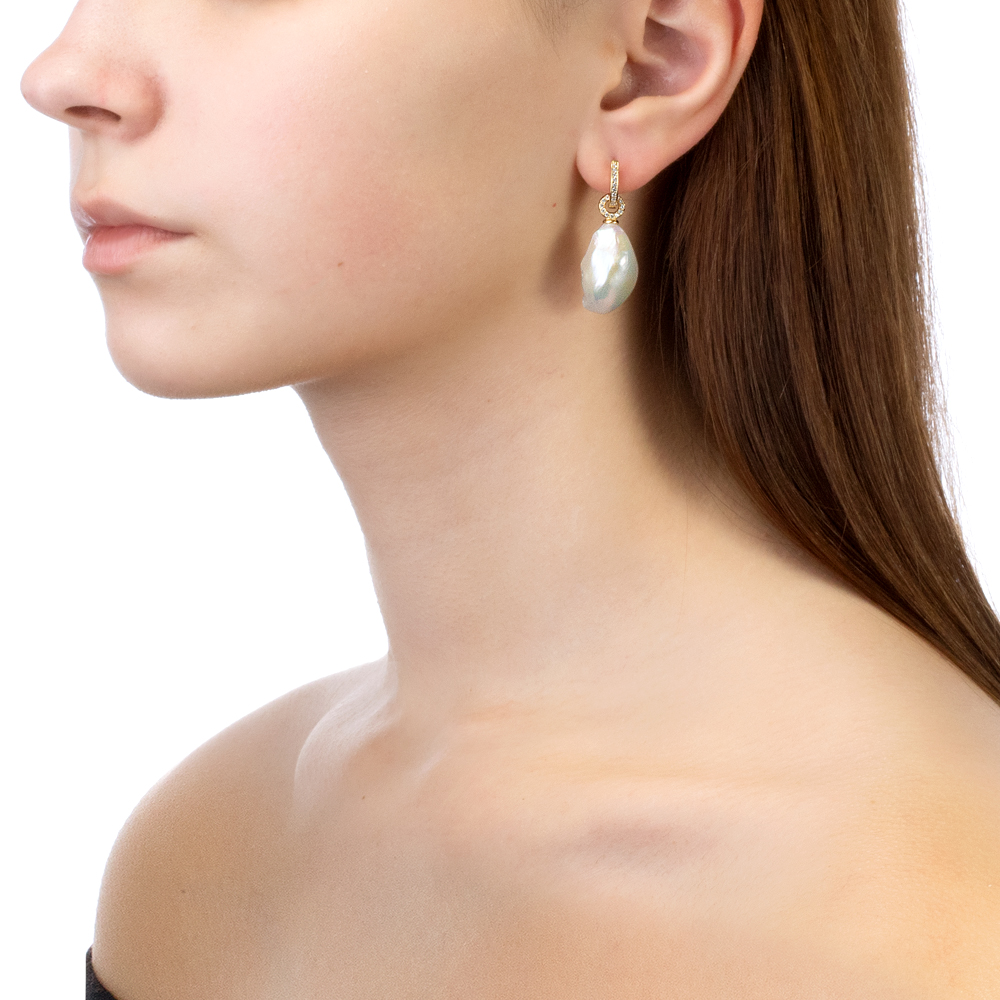 Серьги из серебра с белыми жемчужинами "барокко" 13-19 мм. Артикул 12482