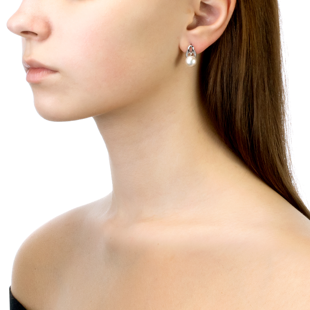 Серьги из серебра с розовыми жемчужинами 8,5-9 мм. Артикул 11272 Серьги из серебра с розовыми жемчужинами 8,5-9 мм. Артикул 11272