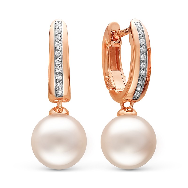 Серьги из серебра с белыми жемчужинами 8,5-9 мм. Артикул 10224