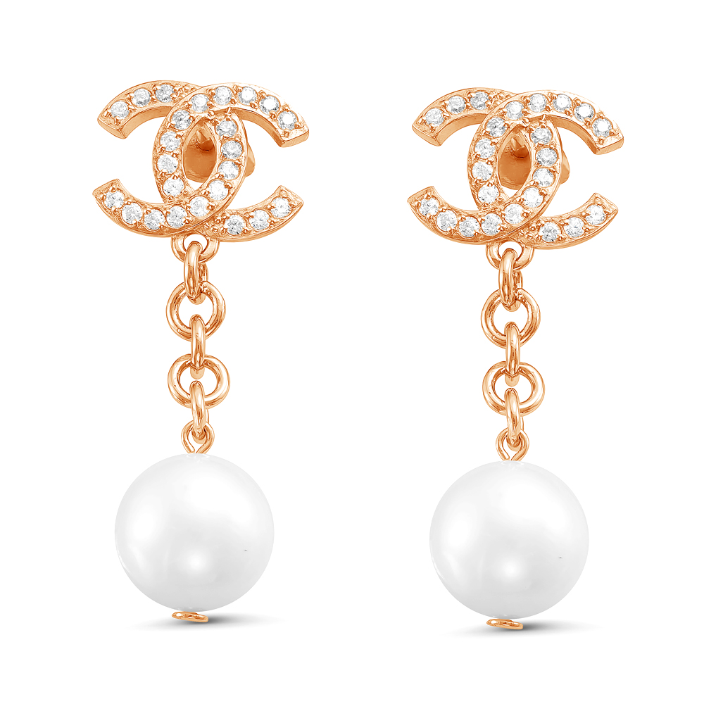 Серьги из серебра с белыми жемчужинами 9-9,5 мм. Артикул 11501