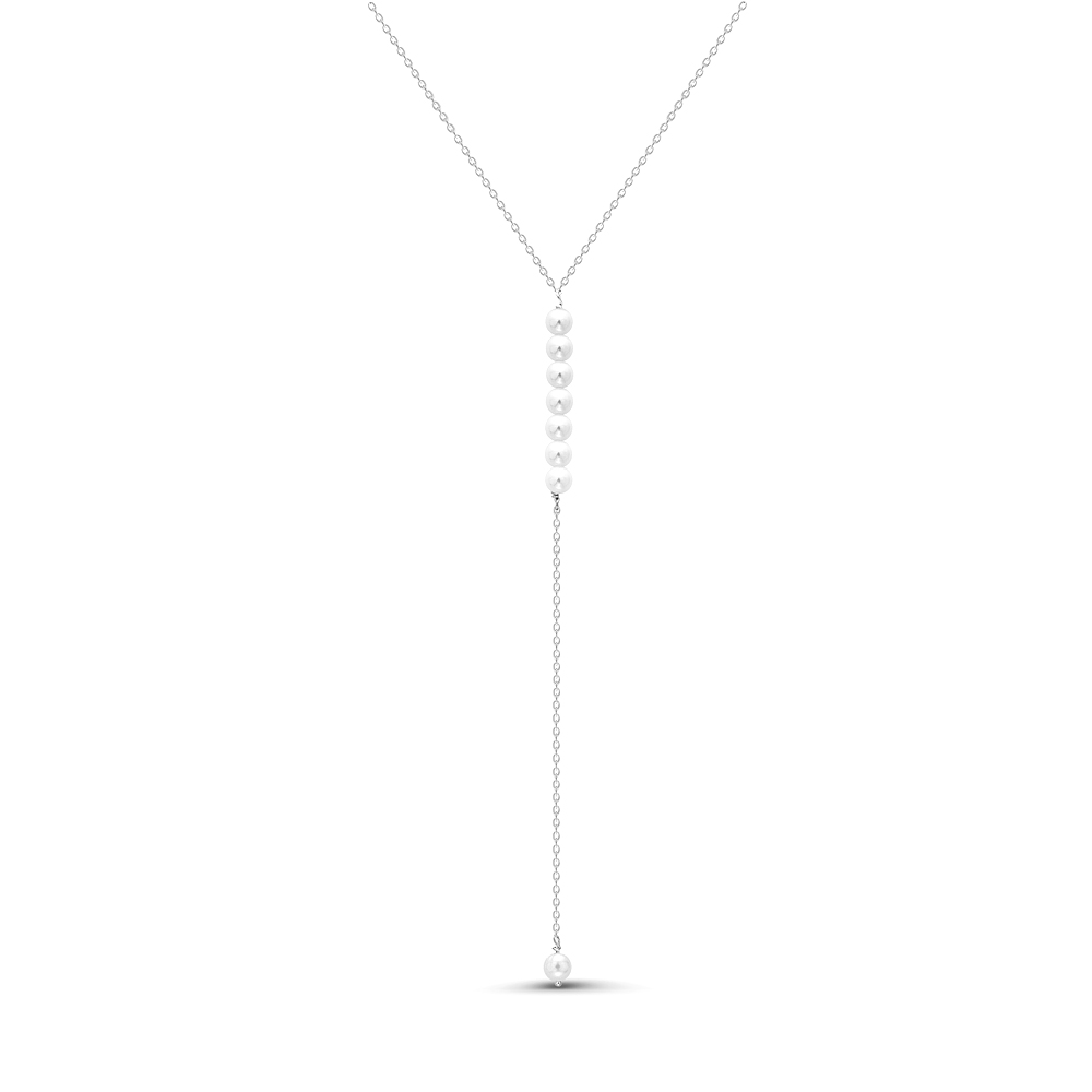 Колье "Нежность" из серебра 925 пробы с белыми жемчужинами 5-5,5 мм. Артикул 11639