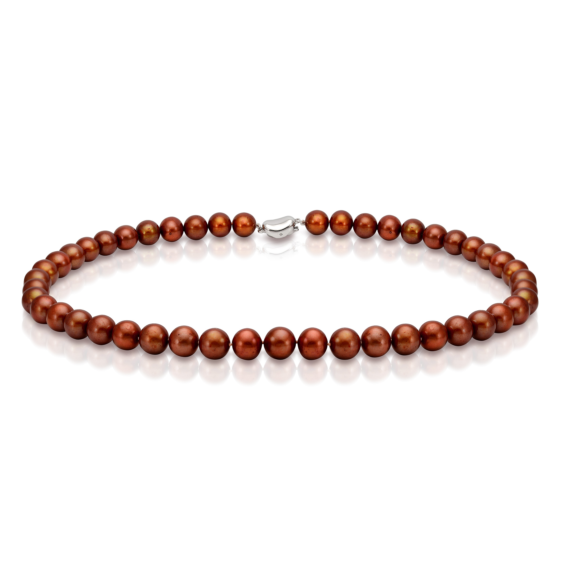 Ожерелье из шоколадного круглого морского жемчуга 7,5-8 мм. Качество жемчуга наивысшее ААА. Артикул 10943