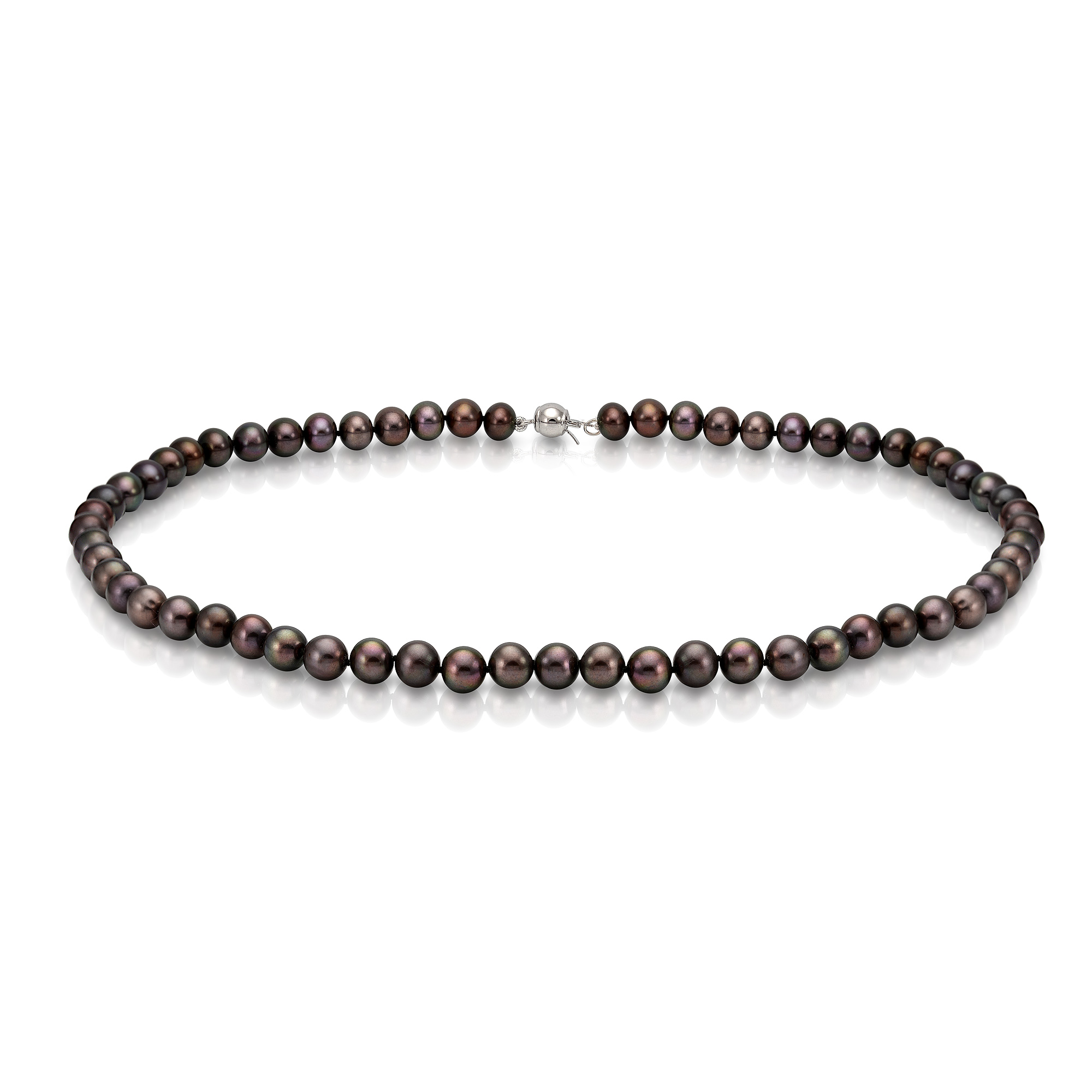 Ожерелье из черного морского круглого жемчуга 6,5-7 мм. Качество жемчуга наивысшее ААА. Артикул 7631