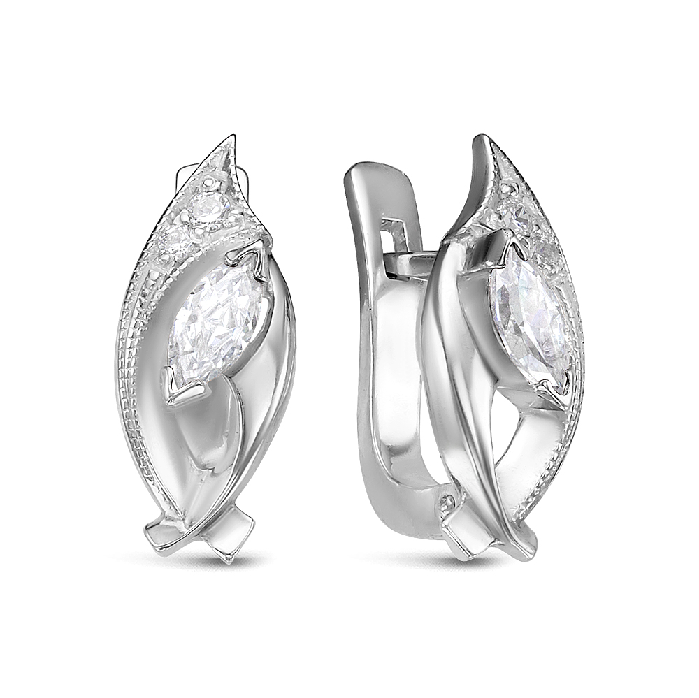 Серьги из серебра 925 пробы, украшенные фианитами. Артикул 12561