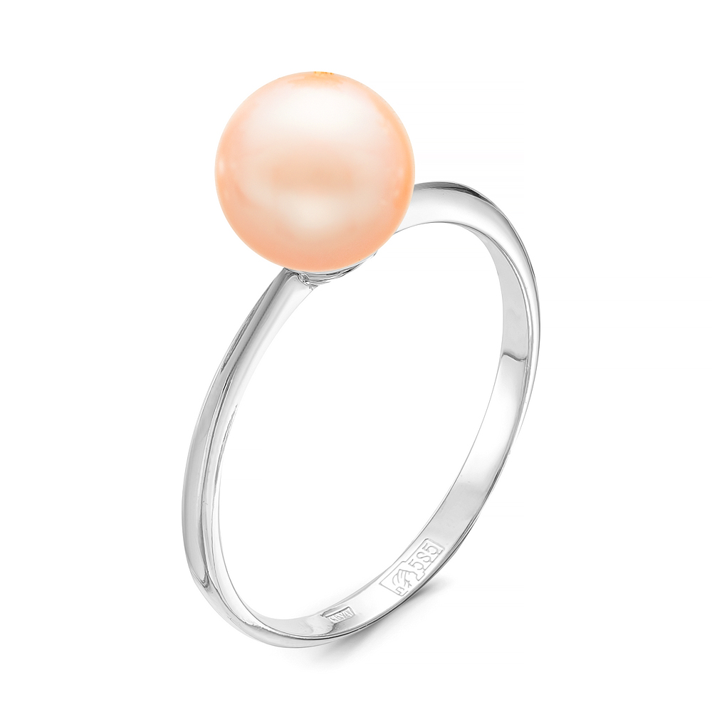 Кольцо тройное из серебра 925 пробы с жемчужинами "микс" 7-7,5 мм. Артикул 11813