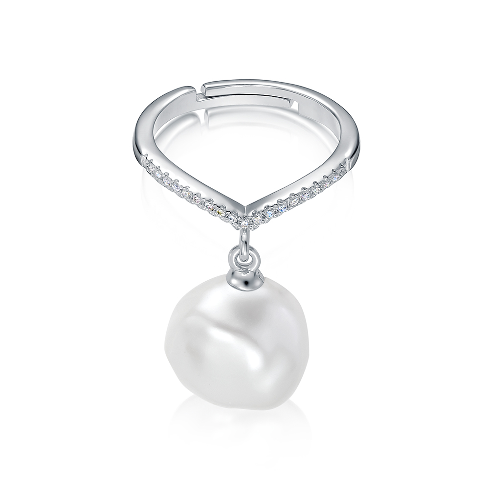 Кольцо из серебра 925 пробы с белой барочной жемчужиной 13 мм. Артикул 11118 Кольцо из серебра 925 пробы с белой барочной жемчужиной 13 мм. Артикул 11118