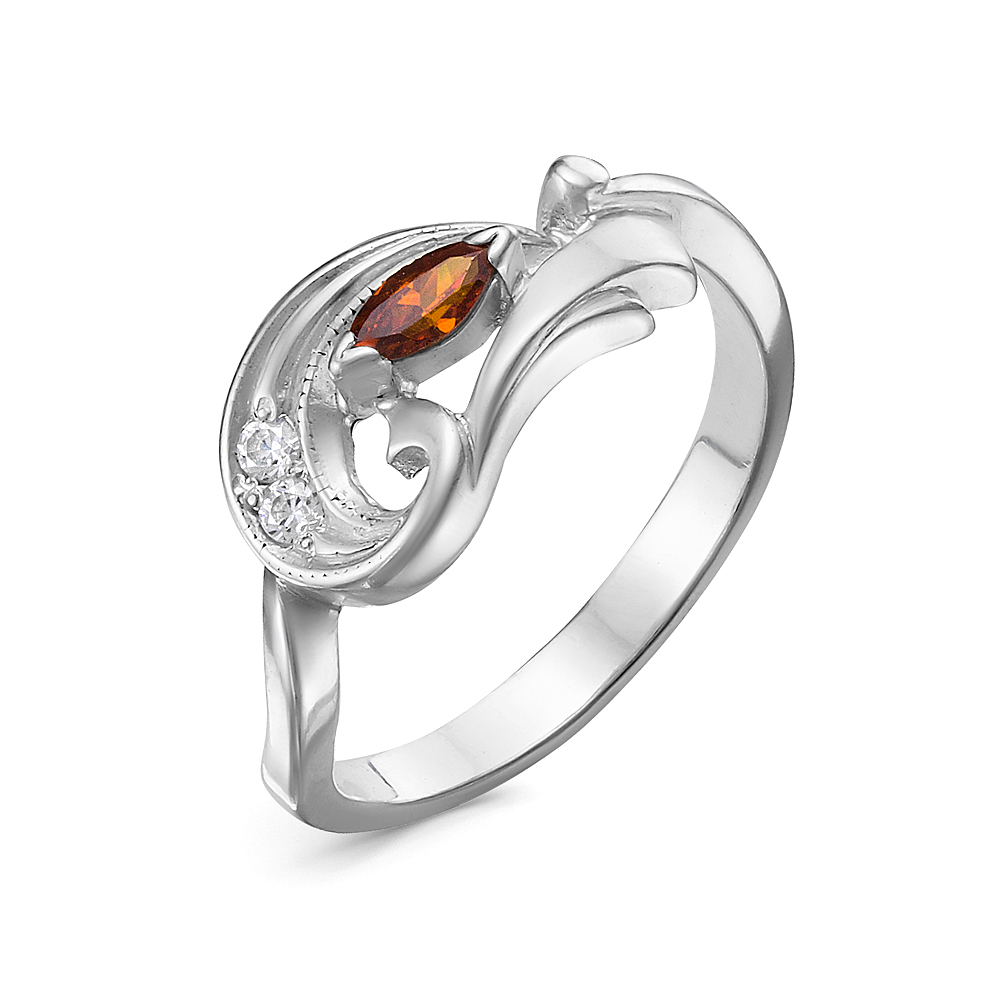 Кольцо из серебра 925 пробы, украшенное фианитами. Артикул 12573