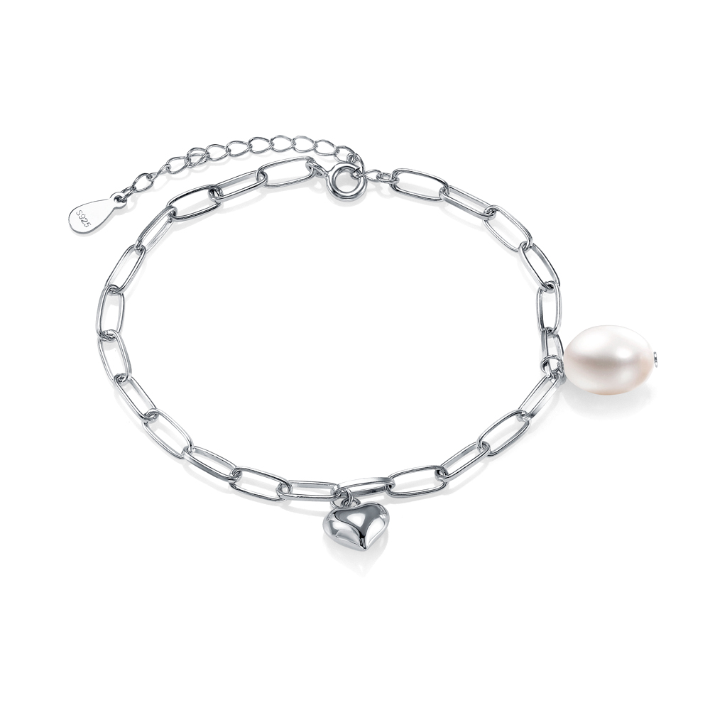 Браслет из серебра с белой барочной жемчужиной 8-9 мм. Качество жемчуга наивысшее ААА. Артикул 12821