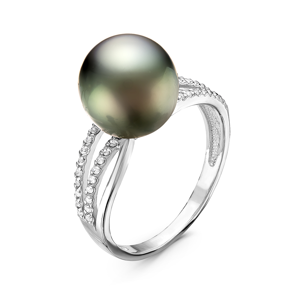 Кольцо из серебра 925 пробы с Таитянской морской жемчужиной 10-11 мм. Артикул 10858