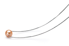 Цепочка из серебра 925 пробы с розовой речной жемчужиной 8,5-9,5 мм. Артикул 12048 Цепочка из серебра 925 пробы с розовой речной жемчужиной 8,5-9,5 мм. Артикул 12048