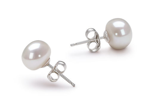 Пусеты из золота 585 пробы с белыми Австралийскими жемчужинами 9,6-9,9 мм. Артикул 9507