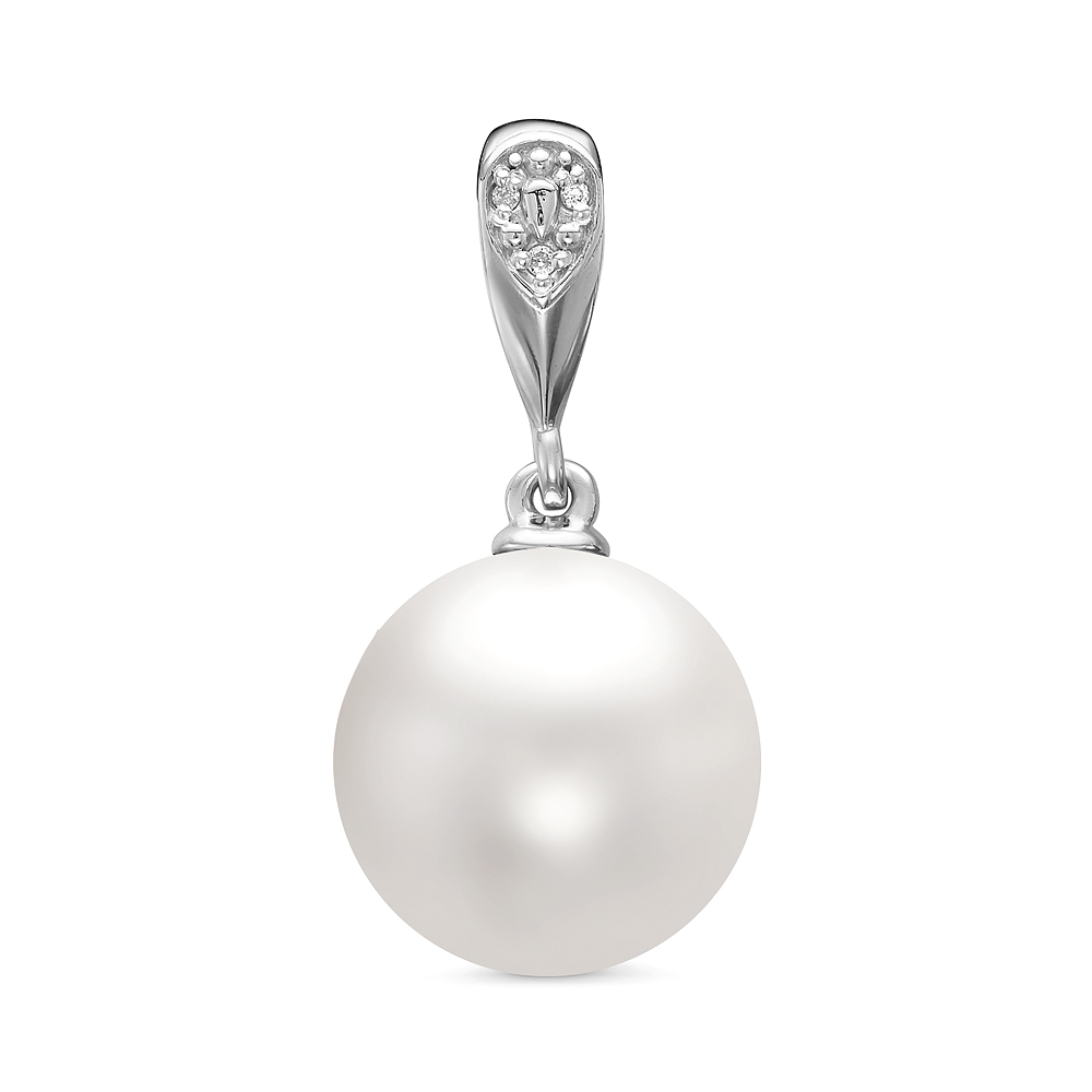 Кулон из белого золота с белой Австралийской жемчужиной 12,6-12,9 мм. Артикул 11226