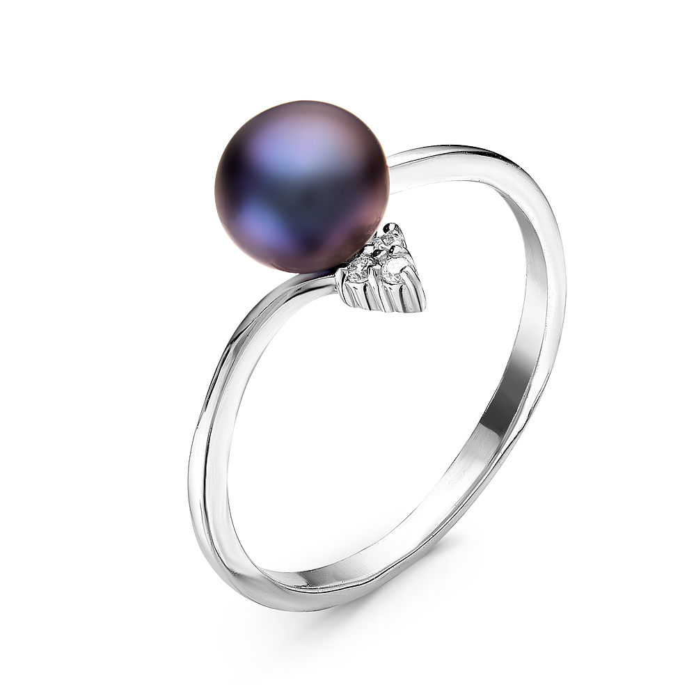 Кольцо из серебра 925 пробы с черной речной жемчужиной 7-7,5 мм. Артикул 10860 Кольцо из серебра 925 пробы с черной речной жемчужиной 7-7,5 мм. Артикул 10860
