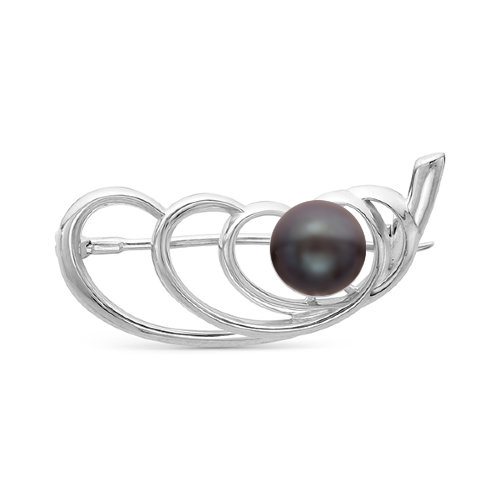 Брошь из серебра с черной жемчужиной 8,5-9 мм. Артикул 9672