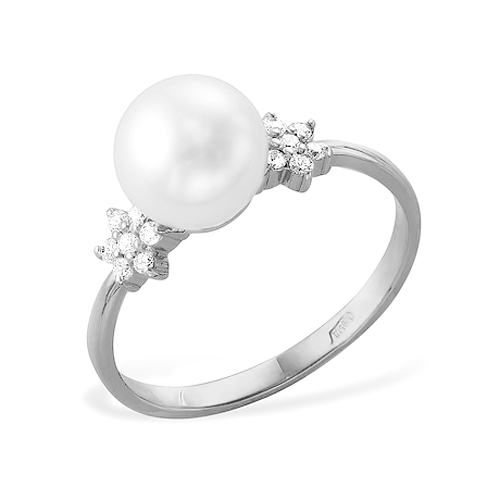 Кольцо из белого золота 585 пробы с белой жемчужиной 8-8,5 мм. Артикул 12001 Кольцо из белого золота 585 пробы с белой жемчужиной 8-8,5 мм. Артикул 12001