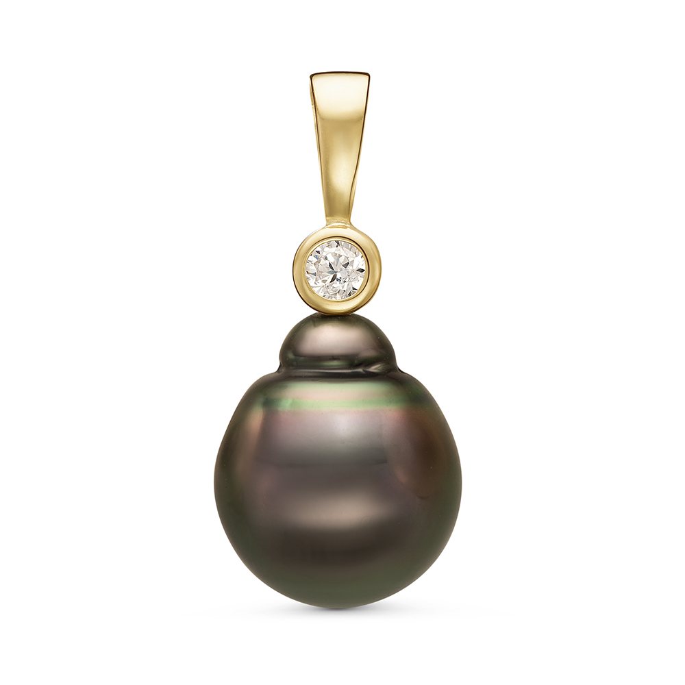 Кулон из серебра с черной Таитянской жемчужиной 11-11,5 мм. Артикул 11088