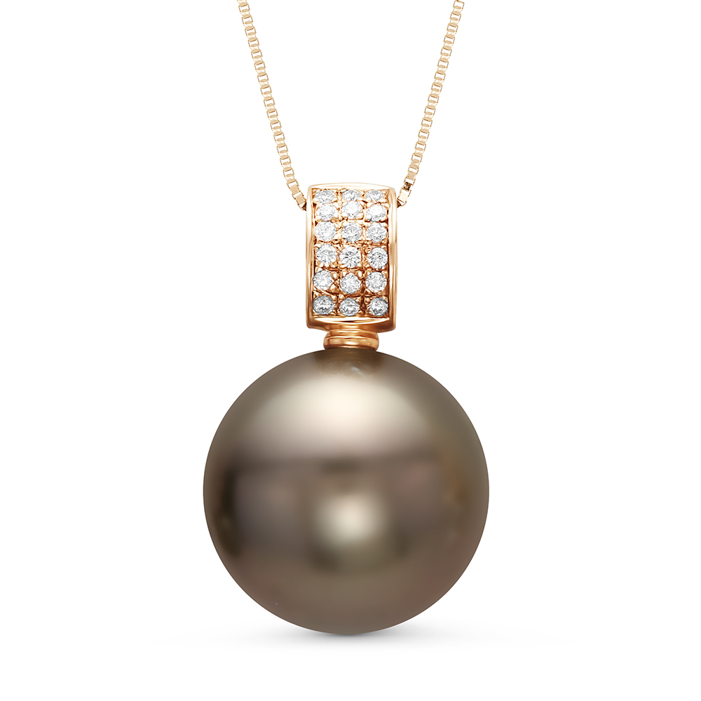 Подвеска из золота 750 пробы с черной Таитянской жемчужиной 12,7 мм. Артикул 9668