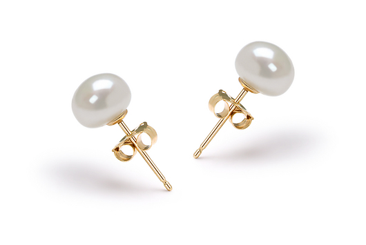 Пусеты из серебра с белыми жемчужинами 7,5-8 мм. Артикул 8515