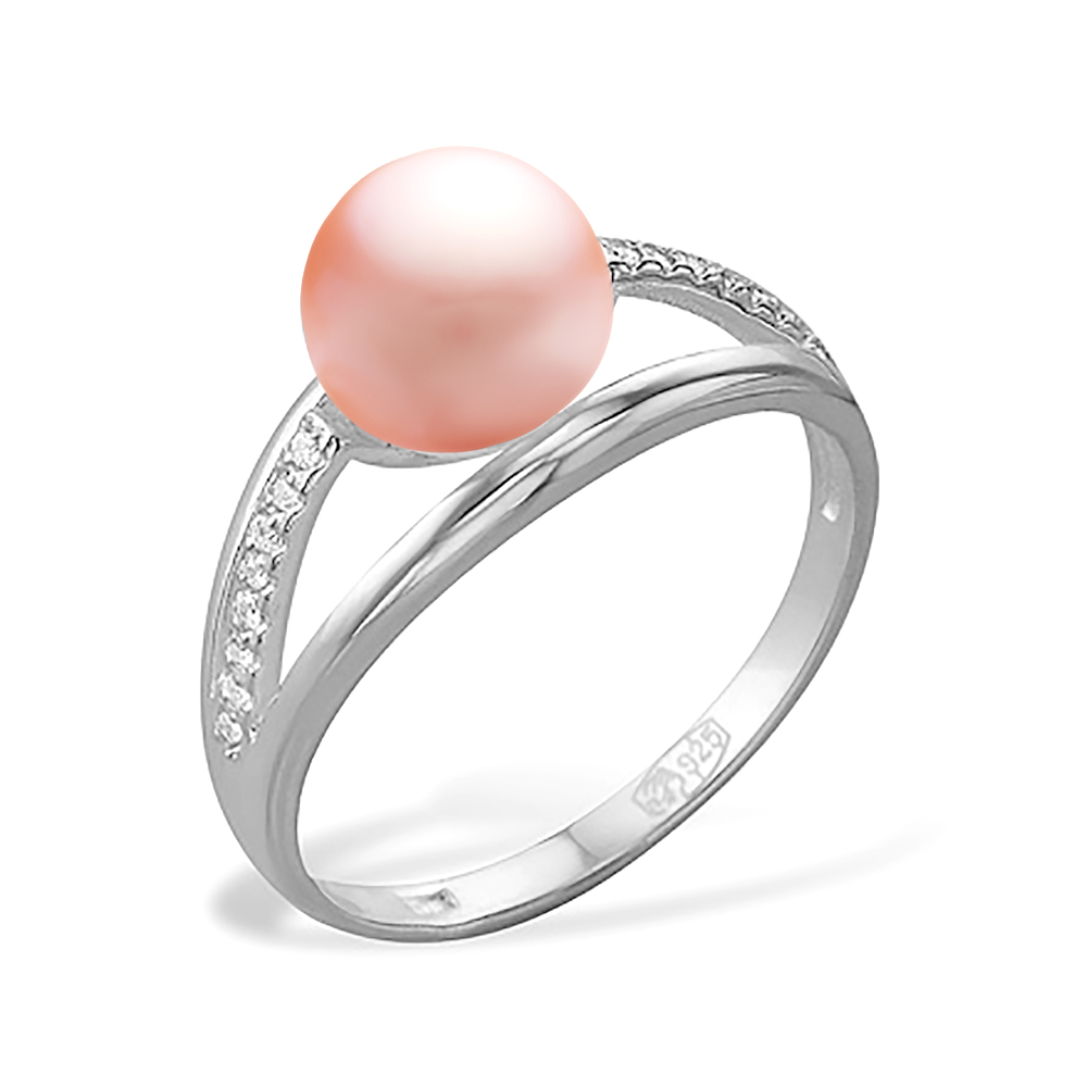 Кольцо из серебра 925 пробы с розовой жемчужиной 8,5-9 мм. Артикул 10080 Кольцо из серебра 925 пробы с розовой жемчужиной 8,5-9 мм. Артикул 10080