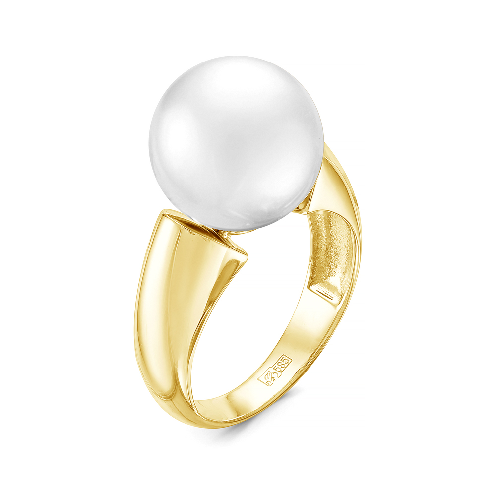 Кольцо из серебра 925 пробы с белой японской жемчужиной 12-13 мм. Артикул 11795