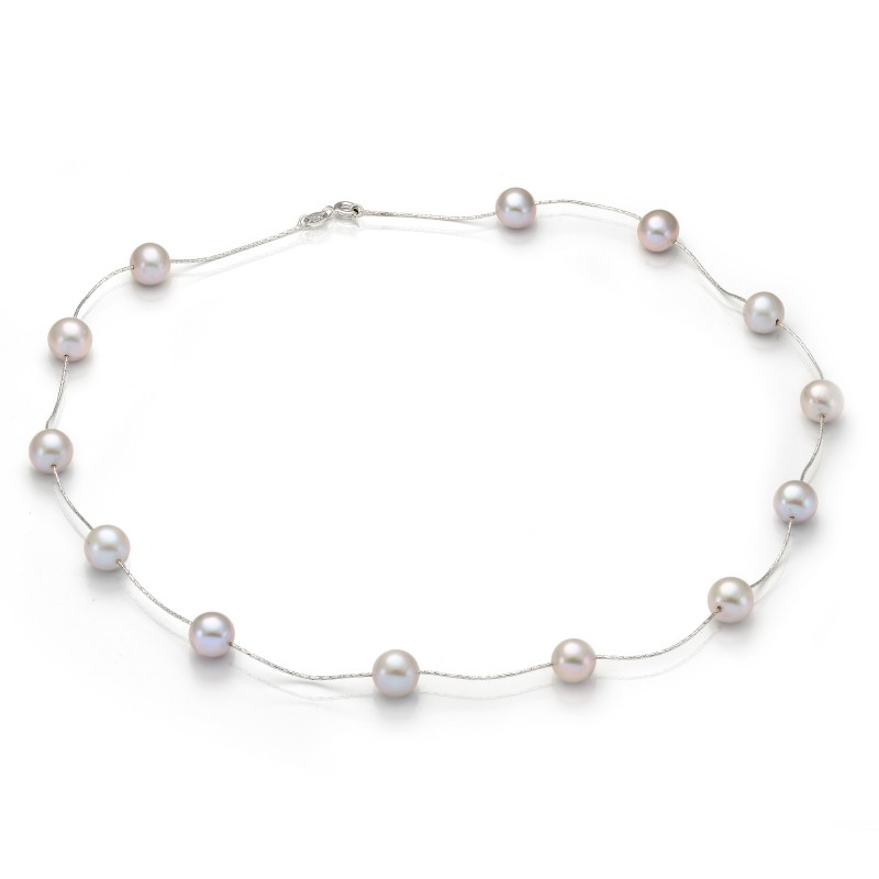 Цепочка из серебра 925 пробы с серыми речными жемчужинами 7-7,5 мм. Артикул 9920 Цепочка из серебра 925 пробы с серыми речными жемчужинами 7-7,5 мм. Артикул 9920