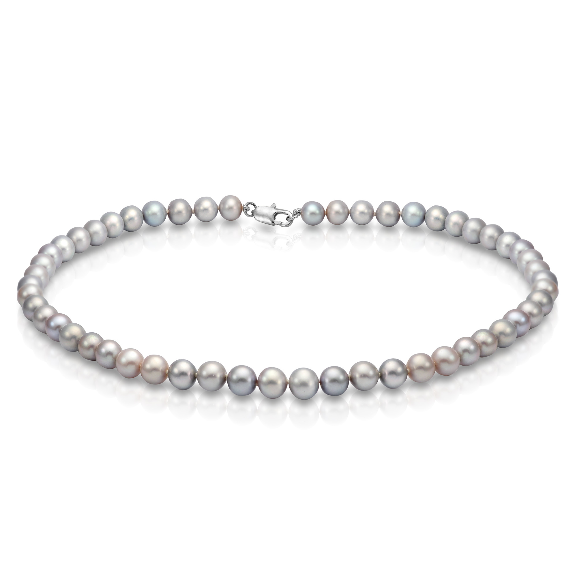 Ожерелье из серого круглого речного жемчуга 8-8,5 мм. Качество жемчуга наивысшее ААА. Артикул 7687 Ожерелье из серого круглого речного жемчуга 8-8,5 мм. Качество жемчуга наивысшее ААА. Артикул 7687