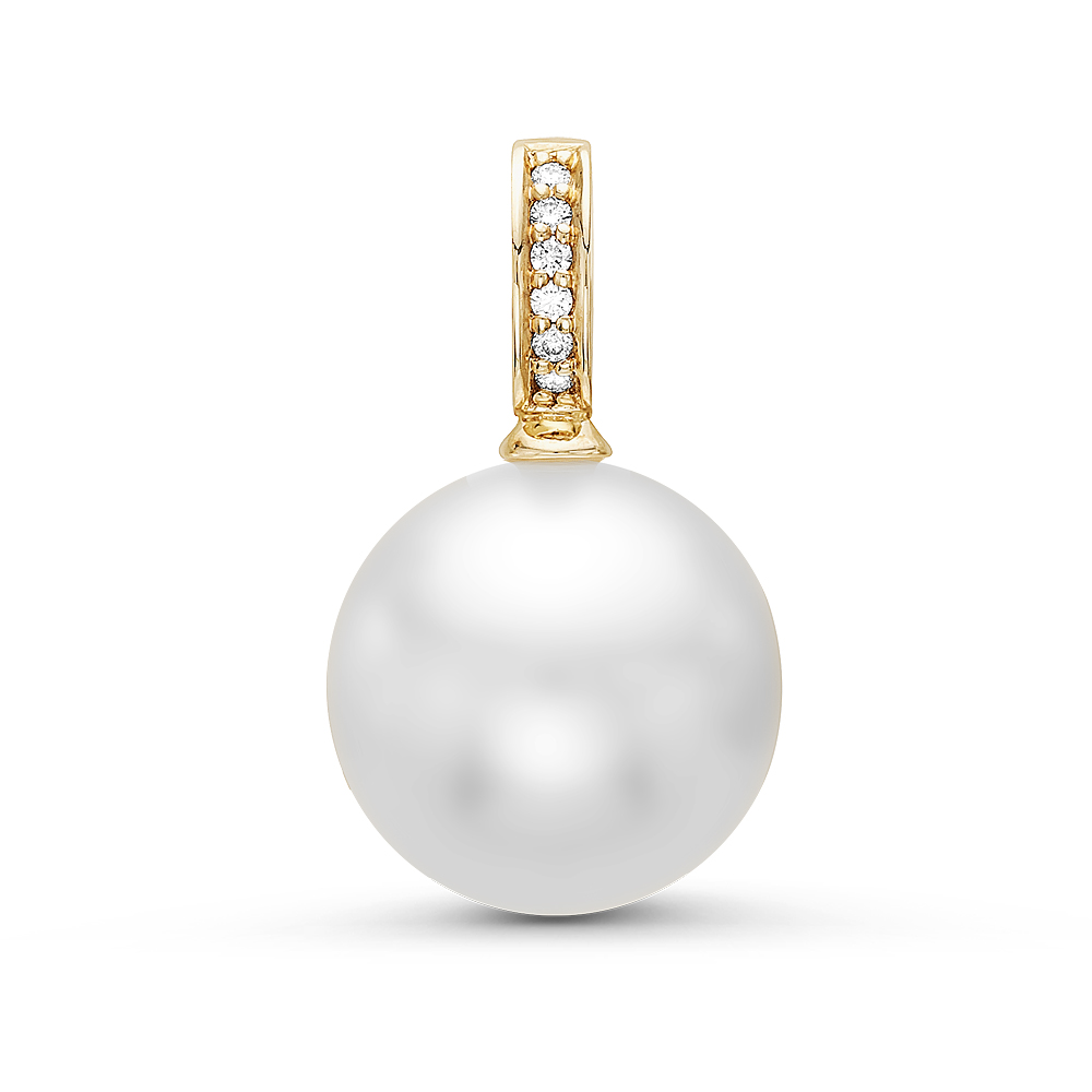 Кулон из желтого золота 375 пробы с белой Австралийской жемчужиной 12-12,5 мм. Артикул 10833
