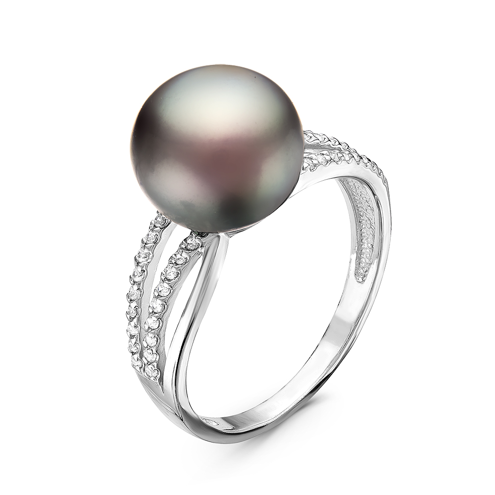 Кольцо из серебра 925 пробы с черной жемчужиной 10-11 мм. Артикул 10857 Кольцо из серебра 925 пробы с черной жемчужиной 10-11 мм. Артикул 10857