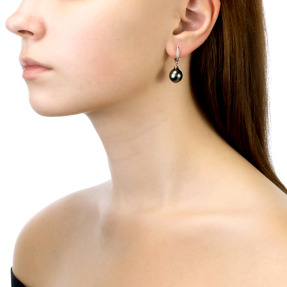 Серьги из серебра с Таитянскими жемчужинами 11-11,5 мм. Артикул 11108