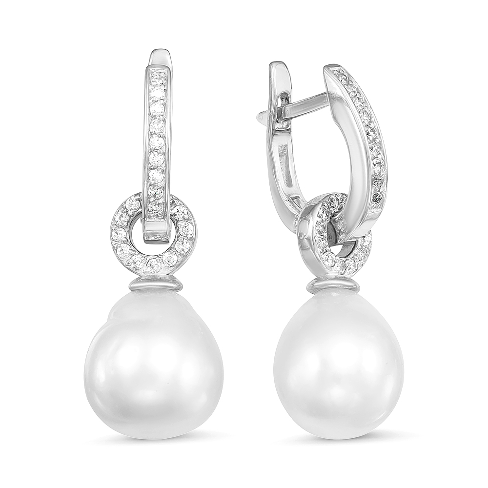 Серьги из серебра с Австралийскими жемчужинами 9-9,5 мм. Артикул 12154 Серьги из серебра с Австралийскими жемчужинами 9-9,5 мм. Артикул 12154