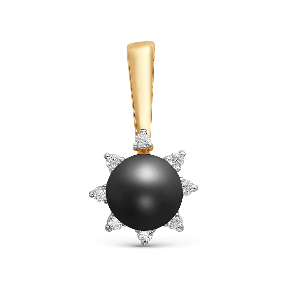 Подвеска из серебра с черной жемчужиной 7-7,5 мм. Артикул 10646
