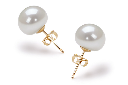 Пусеты из серебра с белыми жемчужинами 10,5-11 мм. Артикул 8525 Пусеты из серебра с белыми жемчужинами 10,5-11 мм. Артикул 8525