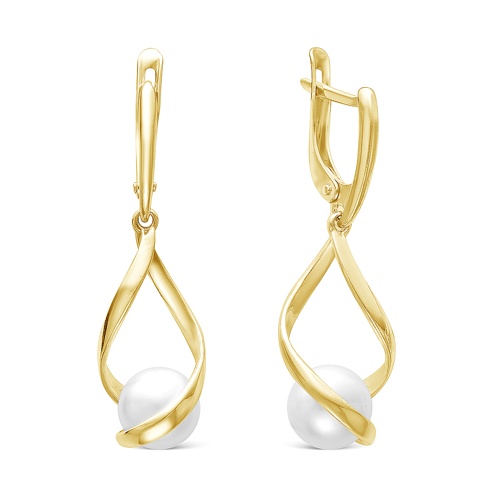 Серьги из серебра с белыми речными жемчужинами 8 мм. Артикул 12553 Серьги из серебра с белыми речными жемчужинами 8 мм. Артикул 12553