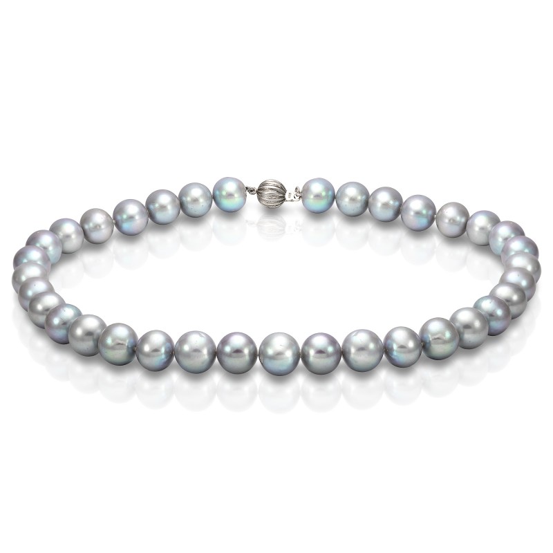 Ожерелье из серого круглого речного жемчуга 11,5-12 мм. Качество жемчуга высокое АА+. Артикул 8287 Ожерелье из серого круглого речного жемчуга 11,5-12 мм. Качество жемчуга высокое АА+. Артикул 8287